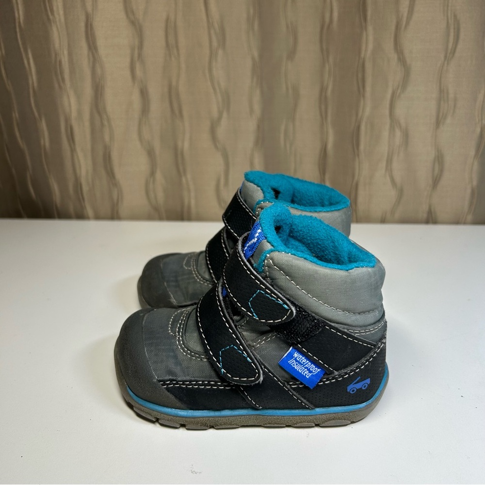 See Kai Run Atlas II Baby Walker 5 Gray Teal Kids Waterproof Insulated Boots